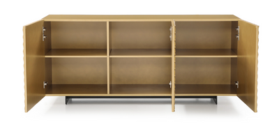 70" Gloss Gold Credenza with Textured Front