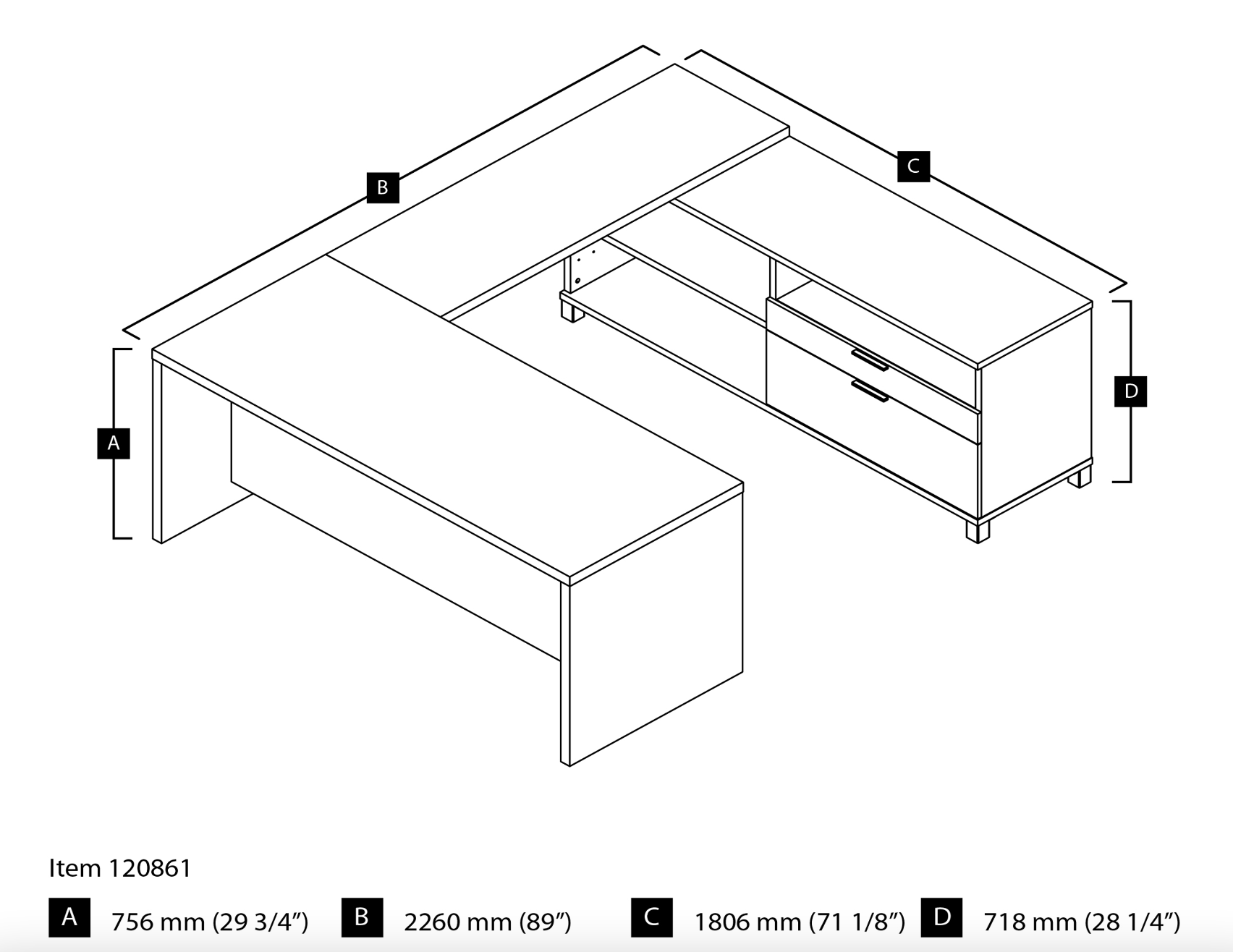 Modern White U-shaped Desk with Built-in Storage