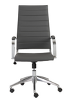 High-Back Gray Ribbed Office Chair with Chromed Steel Frame