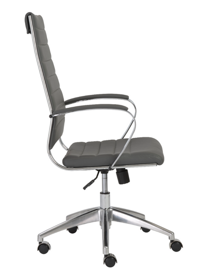 High-Back Gray Ribbed Office Chair with Chromed Steel Frame