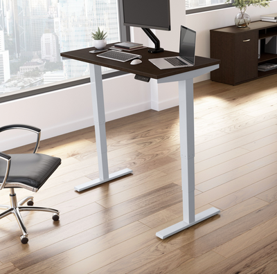 60" Sit - Stand Office Desk in Mocha Cherry with Motorized Height Adjustment