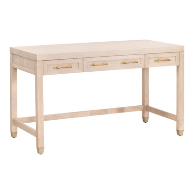 54" Light Honey Oak & Brushed Brass Executive Desk