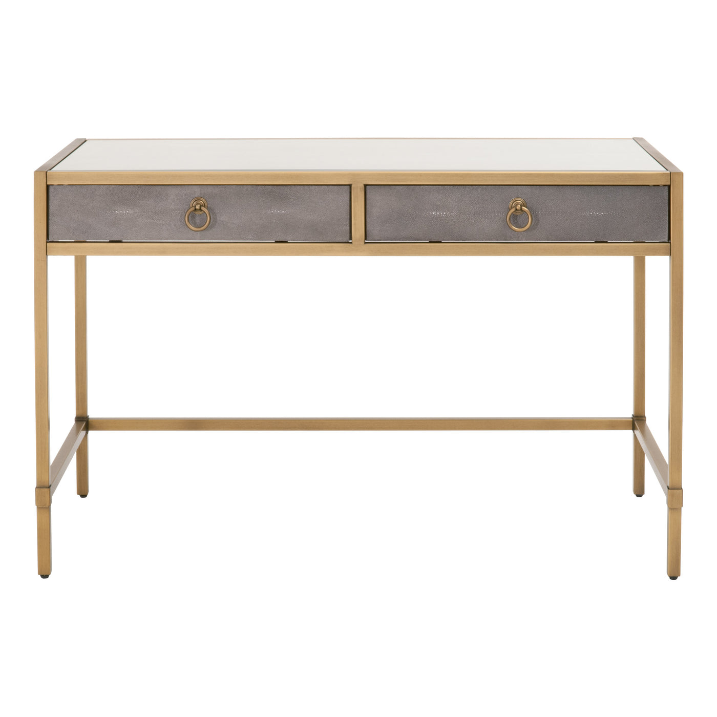 49" Brushed Gold and Strand Shagreen Desk