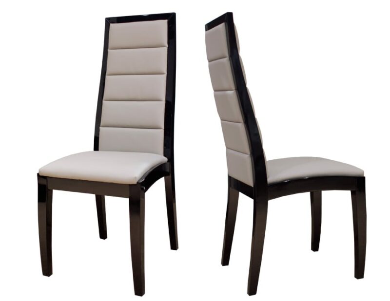 Modern Black Lacquer & Gray Leather Conference Chair (Set of TWO)