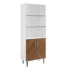 68" White Bookshelf with Glass Shelves & Matched Accent Doors