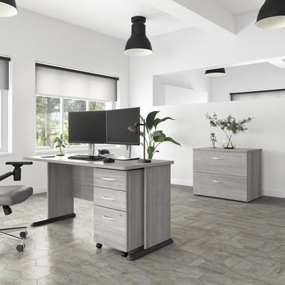60" Rugged Modern Office Desk in Platinum Gray
