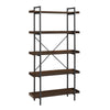 68" Dark Walnut and Metal Modern Bookcase
