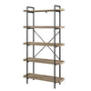 68" Driftwood and Metal Modern Bookcase