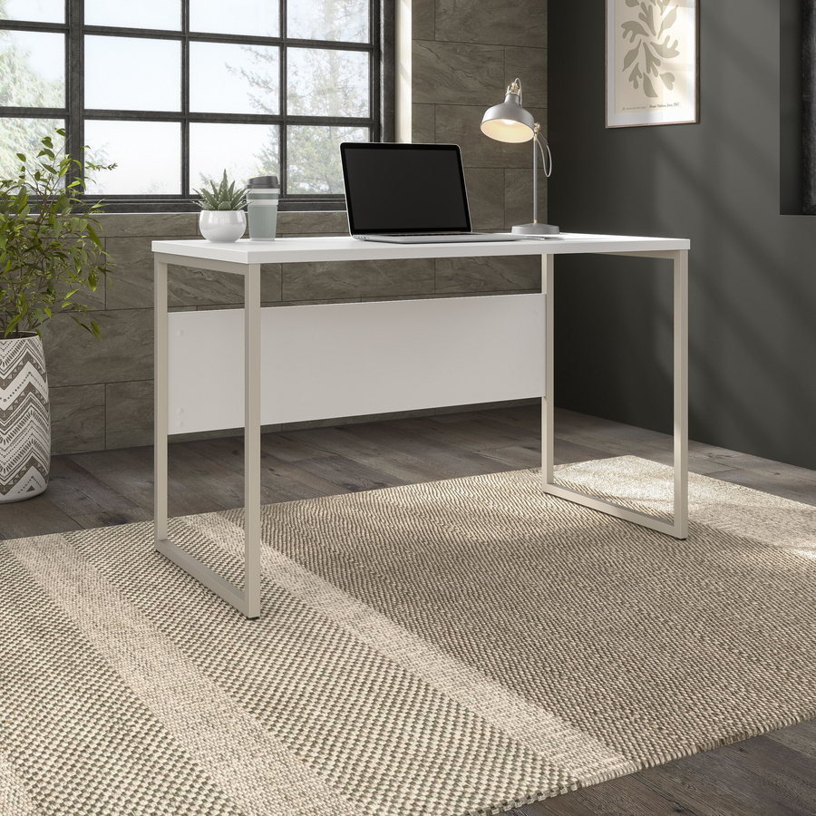 48" Elegant Modern Office Desk with Metal Legs in White