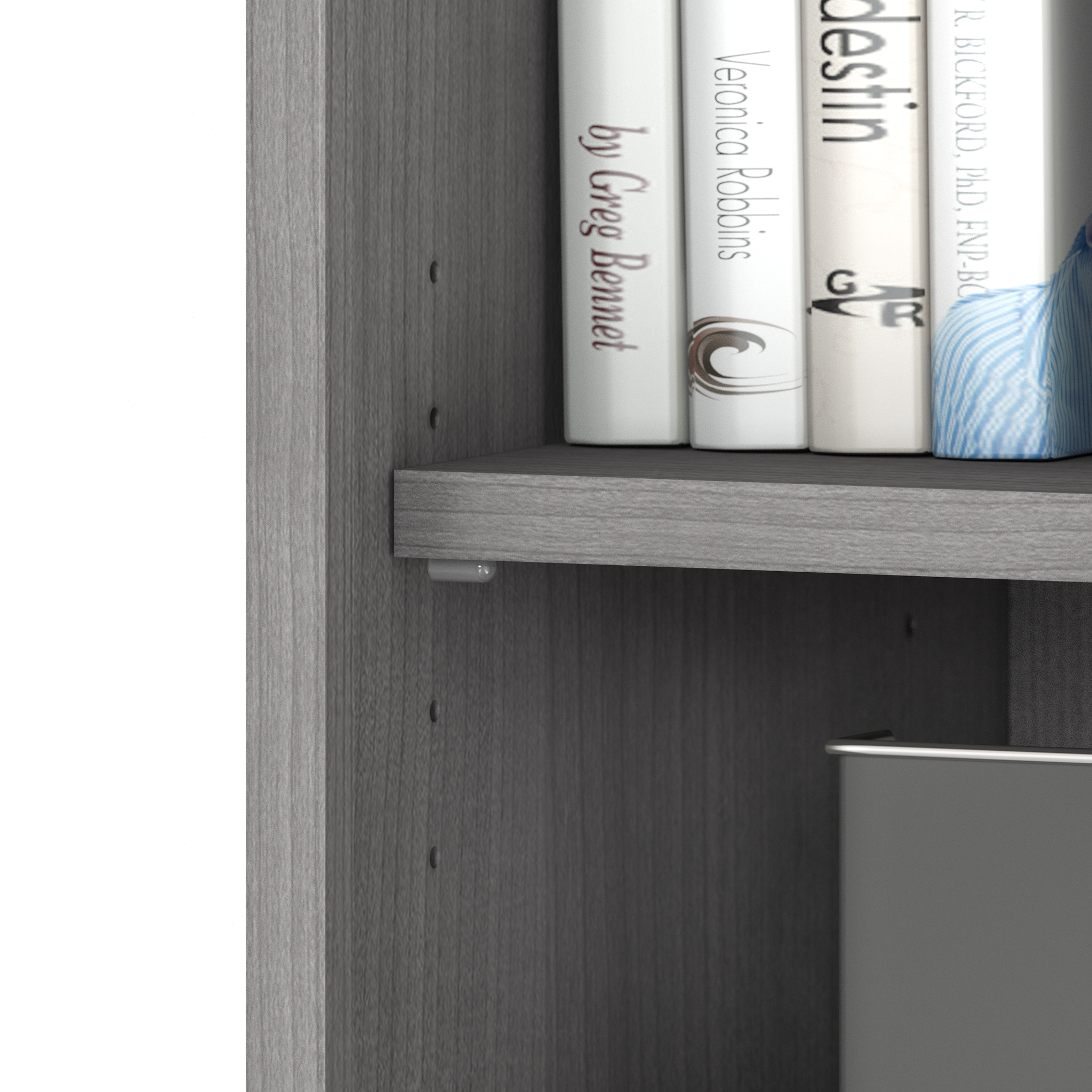 36" Modern Tall Bookcase in Platinum Gray