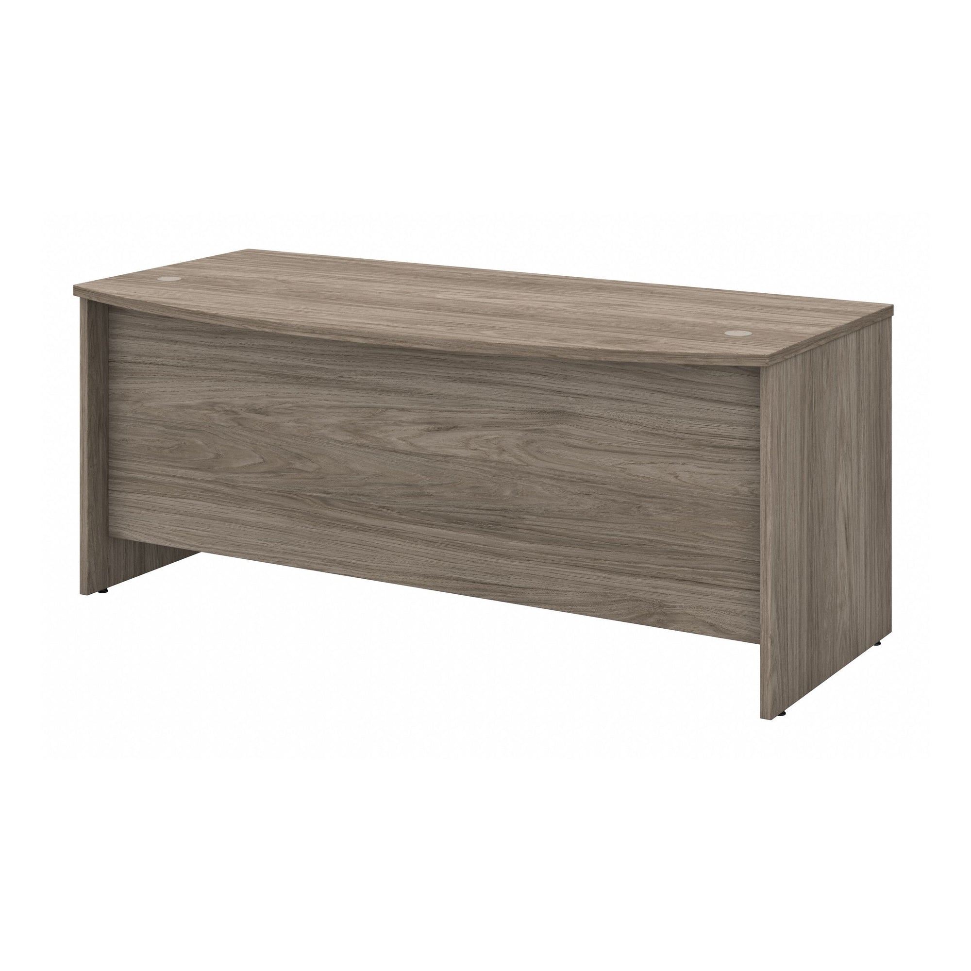 72" Bow-Front Office Desk with Privacy Panel in Modern Hickory