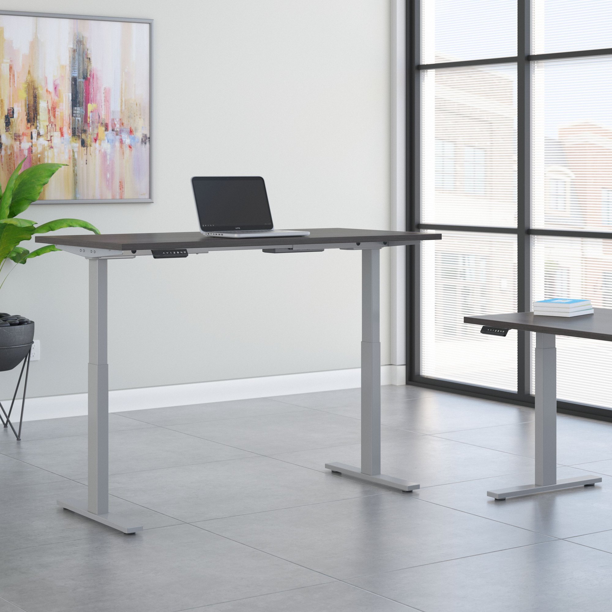 72" Modern Standing Office Desk in Storm Gray with Metallic Base