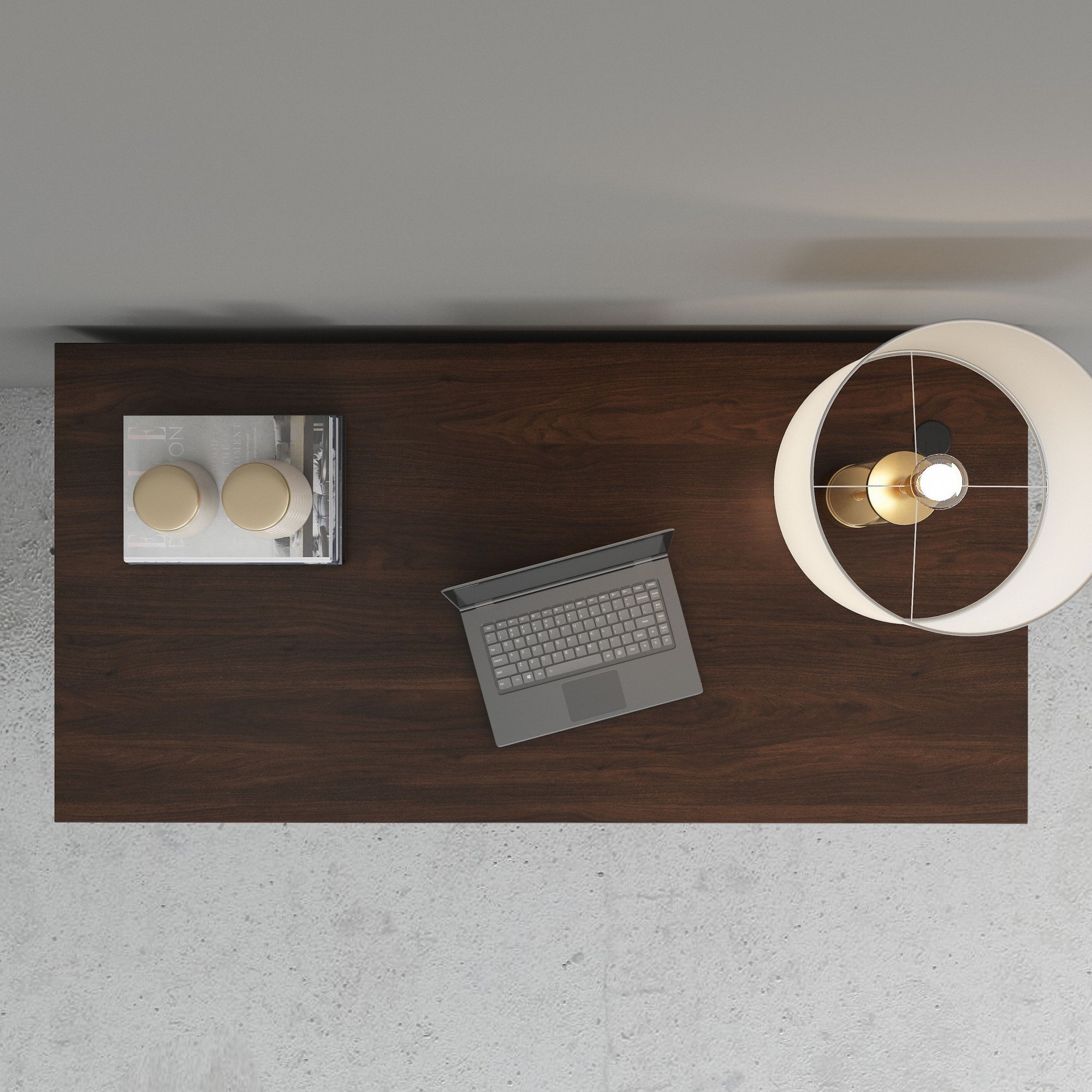 60" Rugged Modern Office Desk with Privacy Panel in Black Walnut