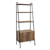 72" Rustic Oak & Metal Ladder Bookcase with Cabinet