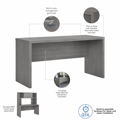 60" Modern Narrow Office Desk in Modern Gray