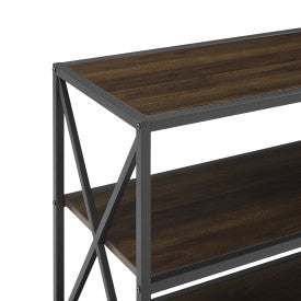 60" Industrial X-Frame Steel & Dark Walnut Credenza