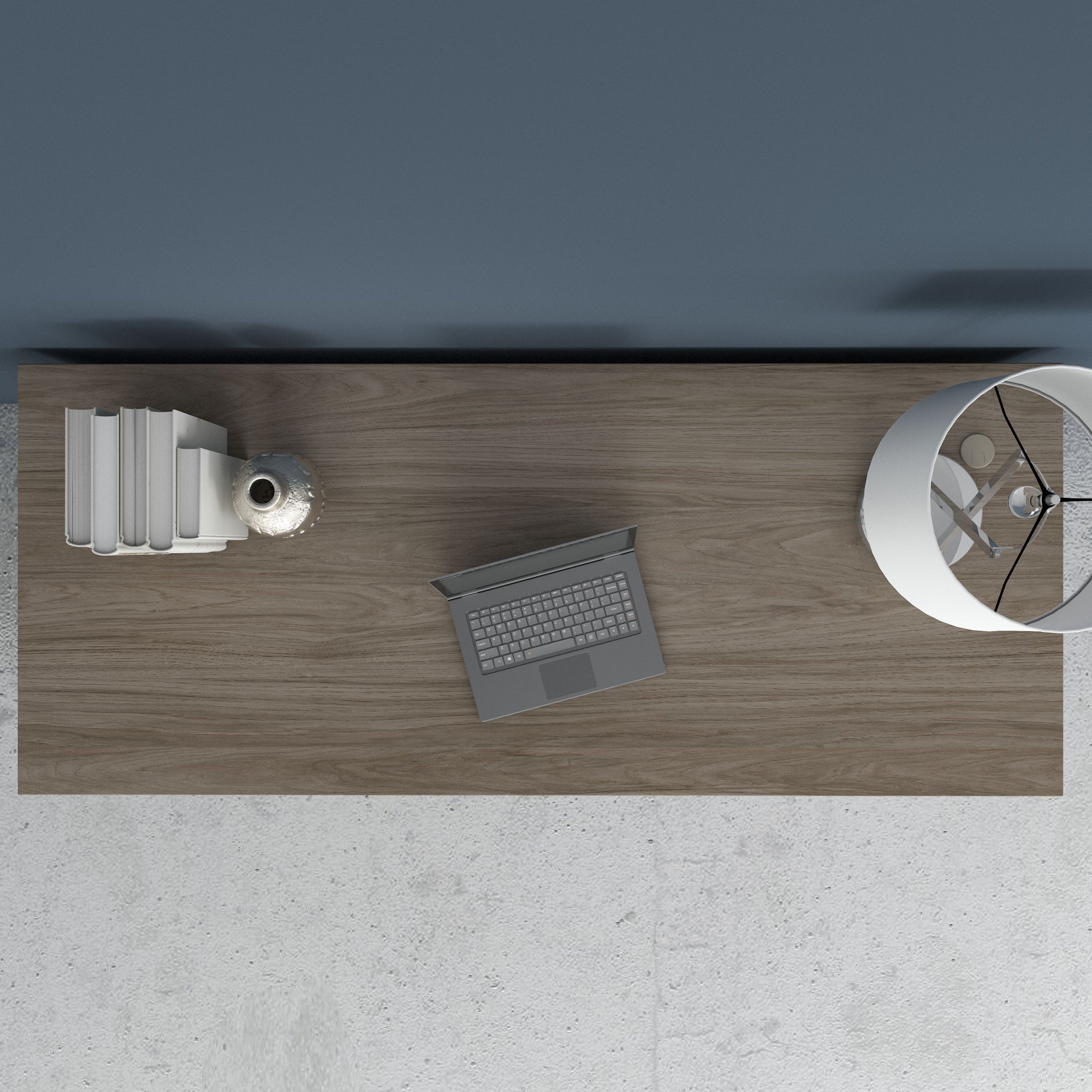 72" Modern Office Desk with Privacy Panel in Modern Hickory