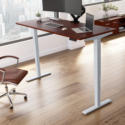 72" Large Modern Adjustable Standing Office Desk in Hansen Cherry with Metallic Base
