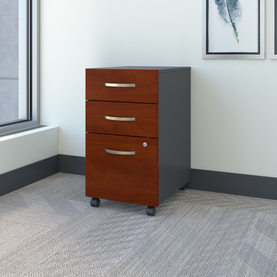 16" 3-Drawer Pre-Assembled Mobile File Cabinet in Cherry/Graphite