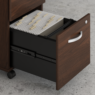 16" Pre-Assembled Mobile 2-Drawer File Cabinet in Black Walnut