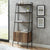 72" Rustic Oak & Metal Ladder Bookcase with Cabinet