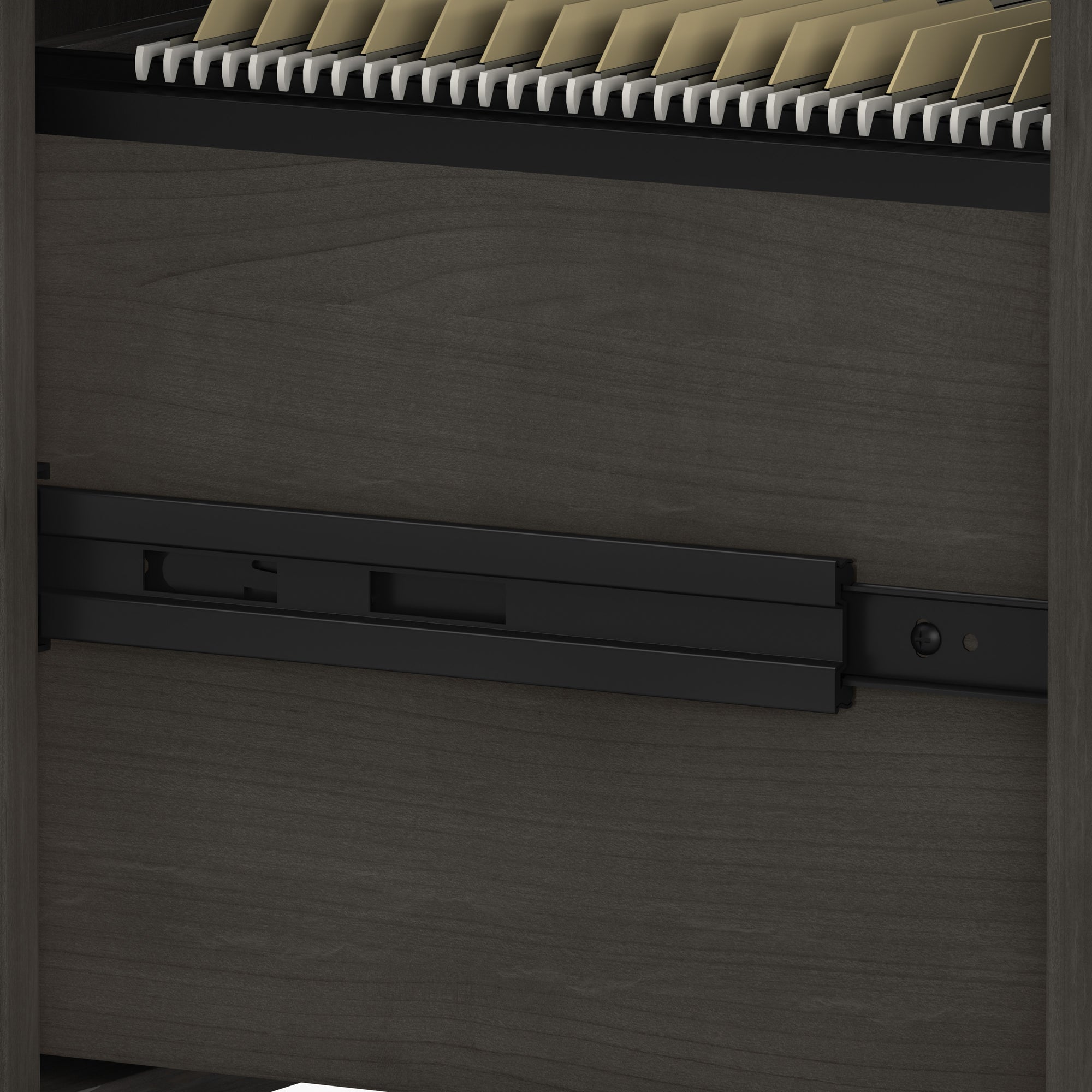 16" Modern Mobile 3-Drawer File Cabinet in Charcoal Maple