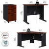 48" Corner Office Desk with Return and Mobile Pedestal in Hansen Cherry