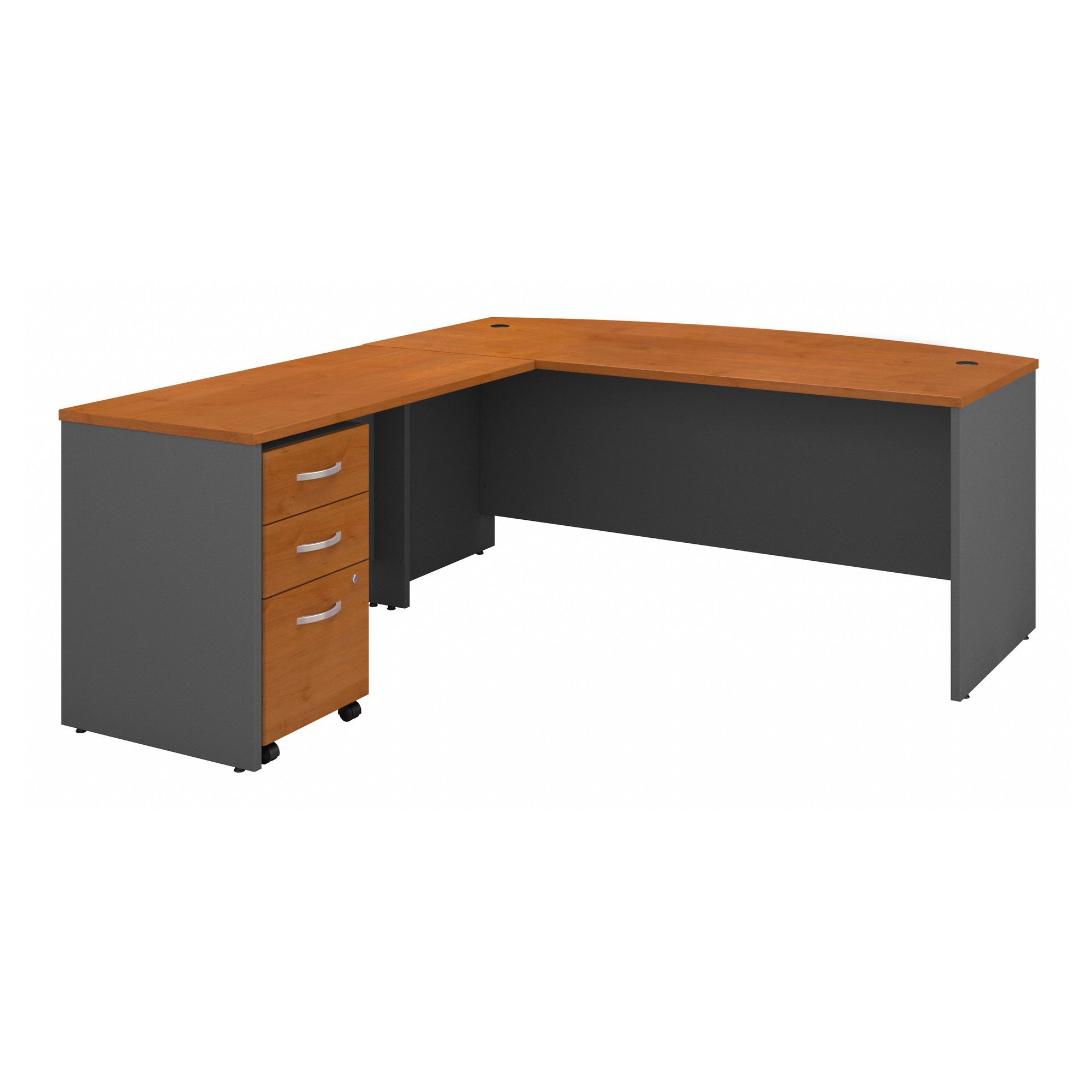 Natural Cherry Premium 72" x 84" L-shaped Desk with Included Mobile File