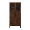 68" Dark Walnut Cabinet/Bookshelf with Chevron-Patterned Doors