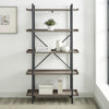 68" Gray Woodgrain and Metal Modern Bookcase