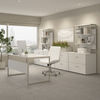 48" Elegant Modern Office Desk with Metal Legs in White