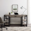 60" Gray Woodgrain Executive Desk with Built-in Shelving