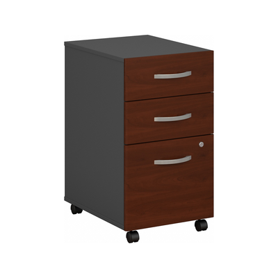 16" 3-Drawer Pre-Assembled Mobile File Cabinet in Cherry/Graphite
