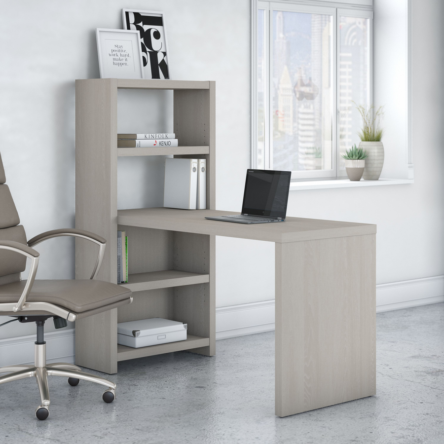 56" Modern Bookcase Office Desk in Gray Sand