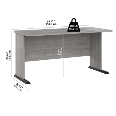 60" Rugged Modern Office Desk in Platinum Gray