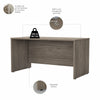 60" Rugged Modern Office Desk with Privacy Panel in Modern Hickory
