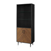 68" Black Bookshelf with Glass Shelves & Matched Accent Doors