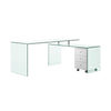 L-shaped office desk with ample workspace and built-in storage