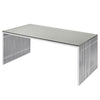 Sleek modern office desk with minimalist design and metal legs