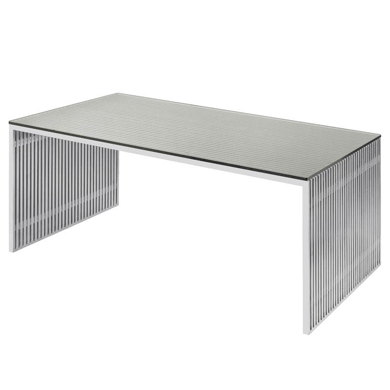 Sleek modern office desk with minimalist design and metal legs