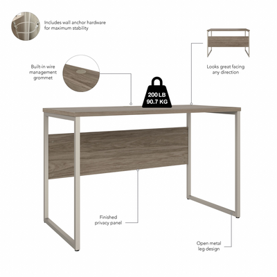 Sleek 48" Office Desk with Privacy Panel in Modern Hickory Finish