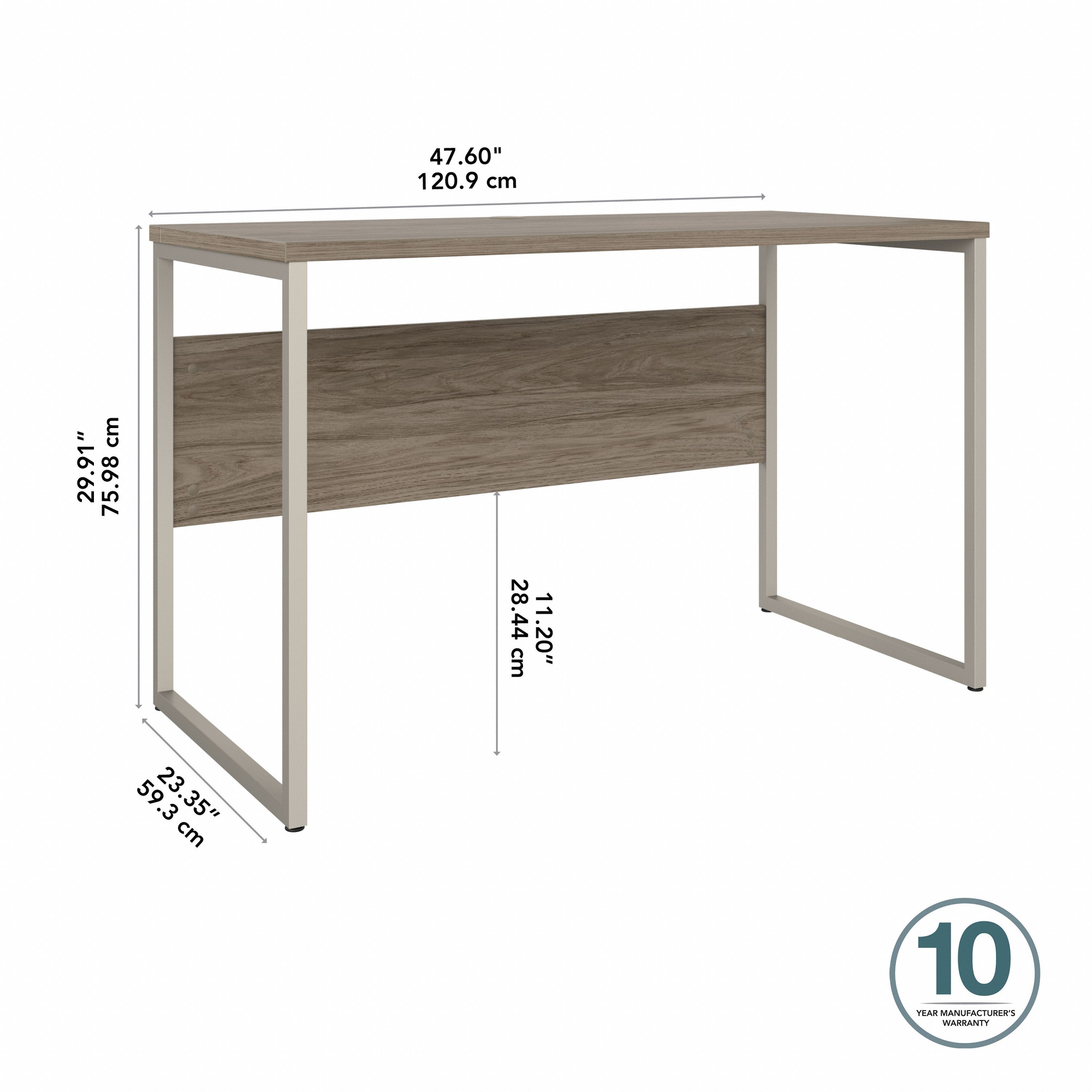 Sleek 48" Office Desk with Privacy Panel in Modern Hickory Finish