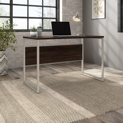 48" Modern Office Table Desk with Metal Legs in Black Walnut