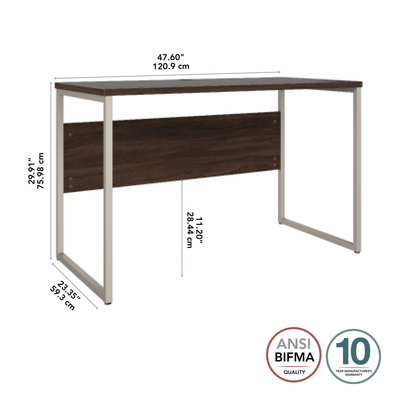 48" Modern Office Table Desk with Metal Legs in Black Walnut