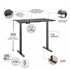 60" Modern Adjustable Standing Office Desk in Storm Gray with Black Base
