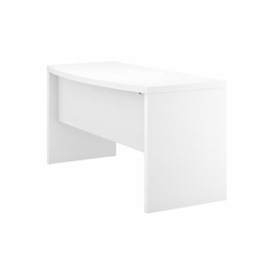 60" Modern Bow-Front Office Desk in Pure White