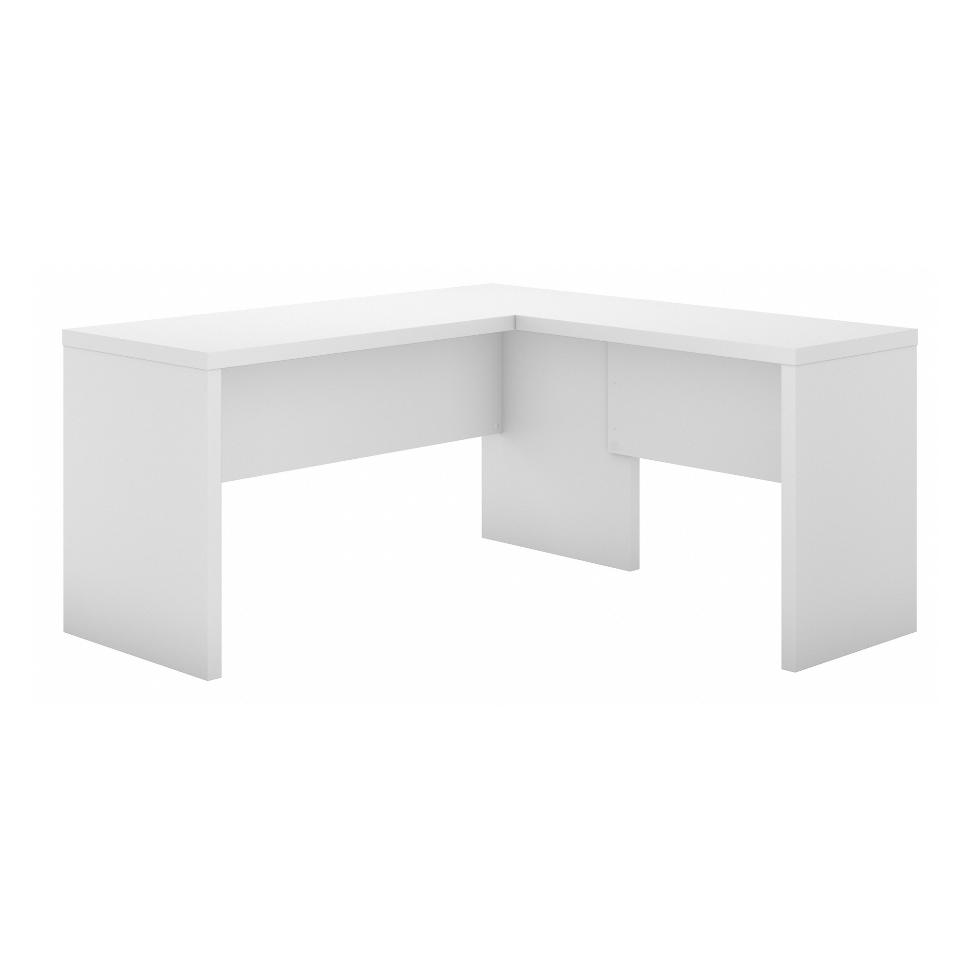 60" L-Shaped Modern Office Desk in Pure White