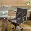 Brown Leather & Chrome Low Back Modern Office Chair