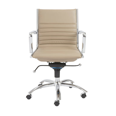 Taupe Leather & Chrome Low Back Modern Office Chair