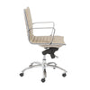 Taupe Leather & Chrome Low Back Modern Office Chair